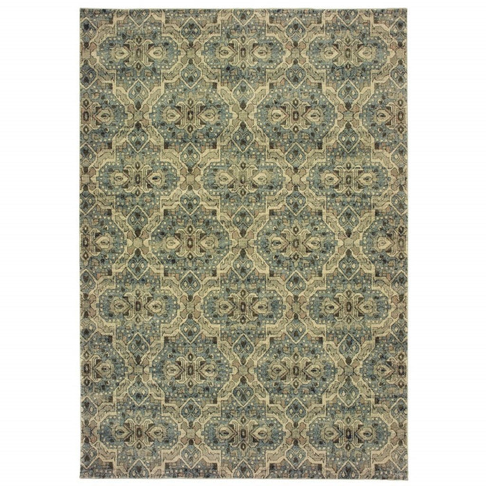 10' x 13' Geometric Area Rug - Ivory And Blue
