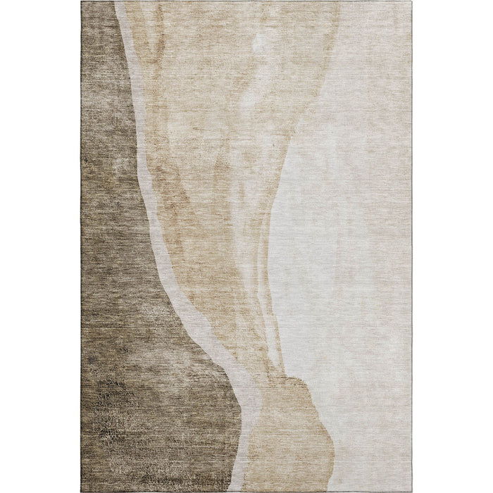 10' X 14' Abstract Washable Area Rug With UV Protection (655306) - Brown / Ivory