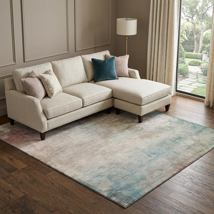 10' X 14' Abstract Washable Area Rug With UV Protection (692220) - Taupe / Blush / Teal