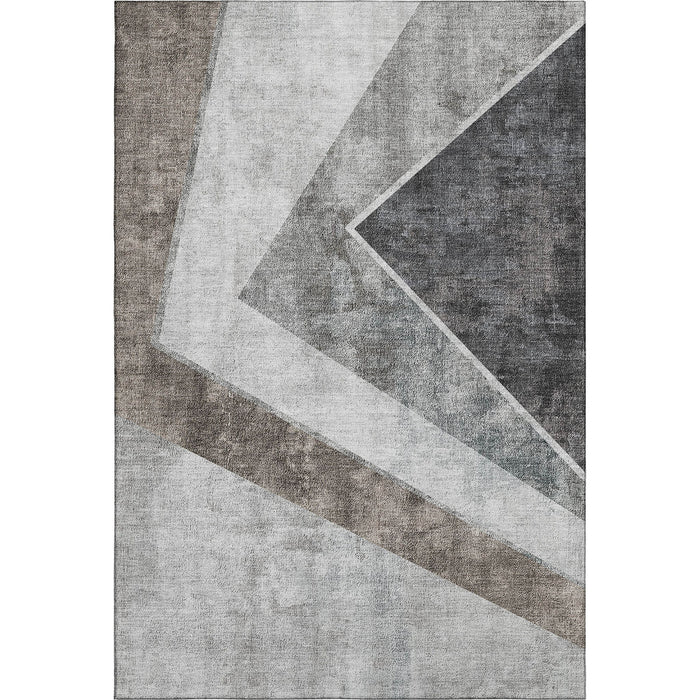 10' X 14' Geometric Washable Area Rug With UV Protection (655567) - Gray / Brown / Silver
