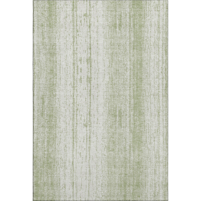 10' X 14' Striped Washable Area Rug With UV Protection (668307) - Artichoke Green / Ivory