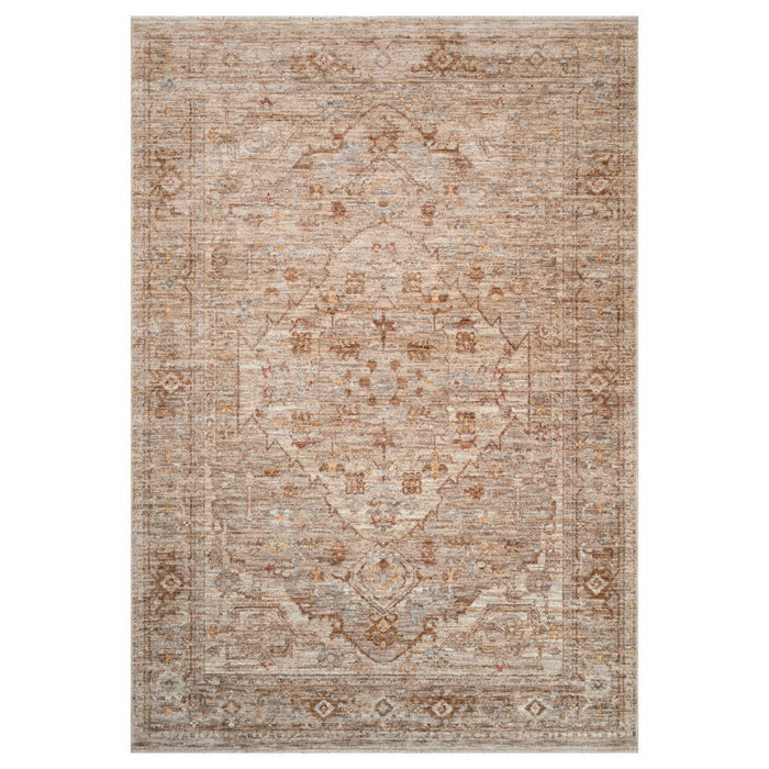 9' X 12' Floral Medallion Area Rug With Fringe - Beige And Brown