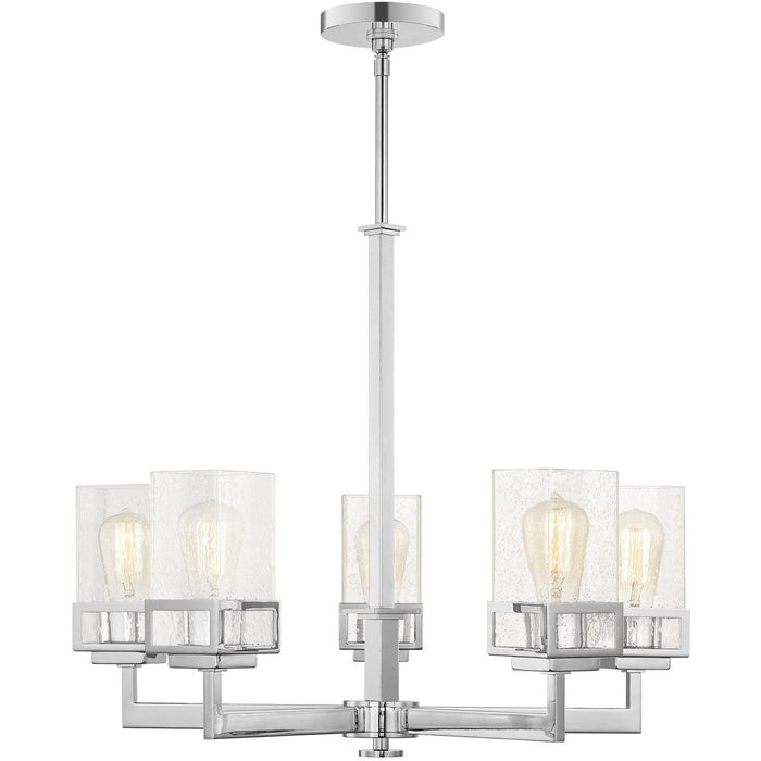 29" Five Light Dimmable Chandelier With Shades - Silver