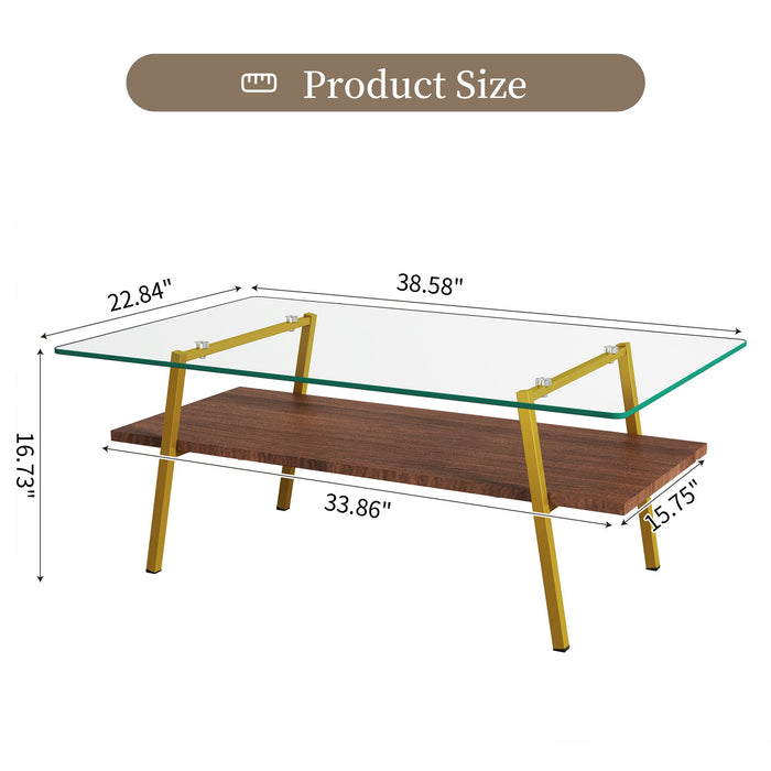 Modern Giga rectangle coffee table with tempered glass top and metal legs, ideal for living room decor.