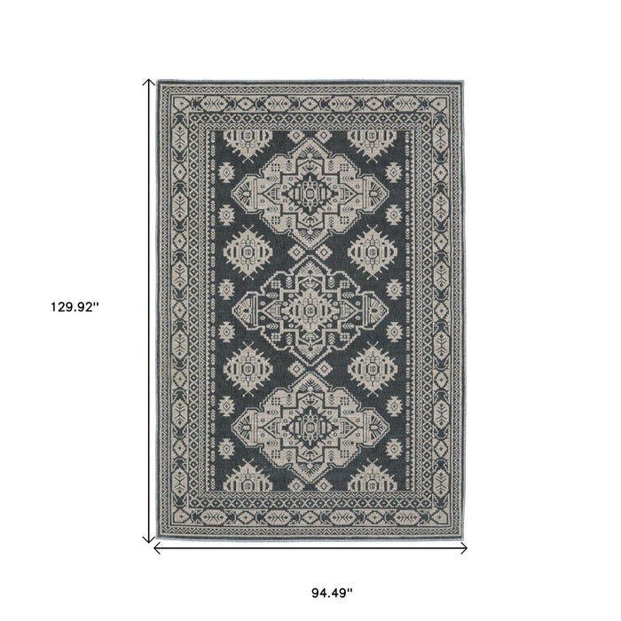 8' X 11' Medallion Area Rug - Blue / Gray