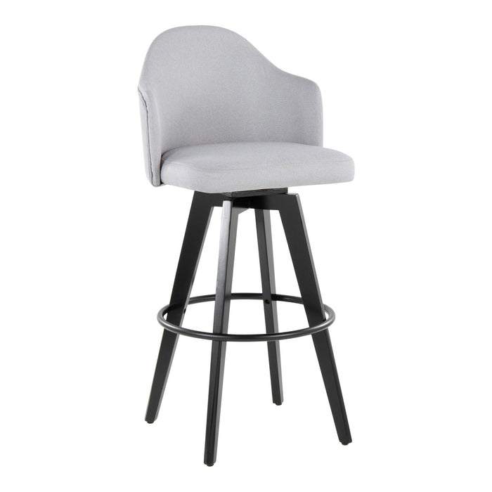 Ahoy - Upholstered Fixed-Height Barstool (Set of 2) - Black Base, Black Footrest