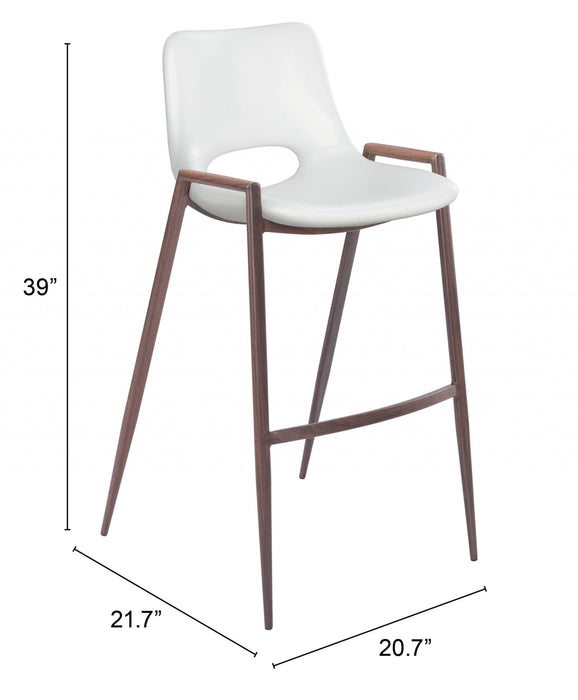 29" Steel Low Back Bar Height Bar Chairs (Set of 2) - White And Brown