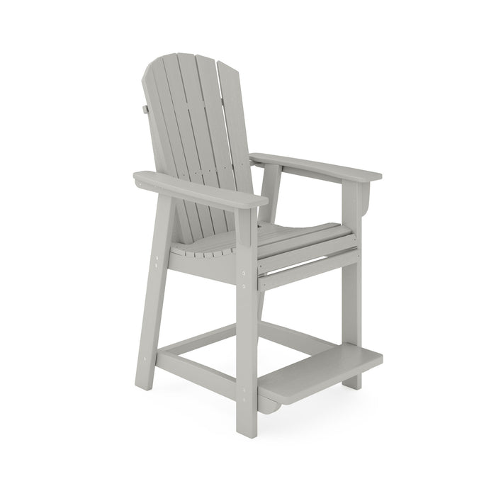 Giga Adirondack style counter chair made of durable HDPE poly lumber, ideal for dining, patio, and garden seating.