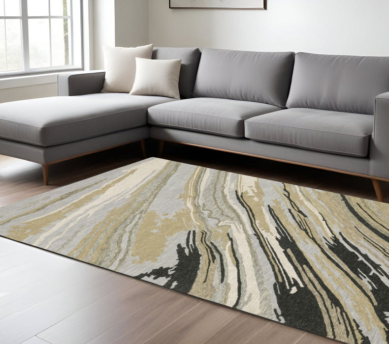10' X 13' Wool Abstract Hand Tufted Area Rug - Gray