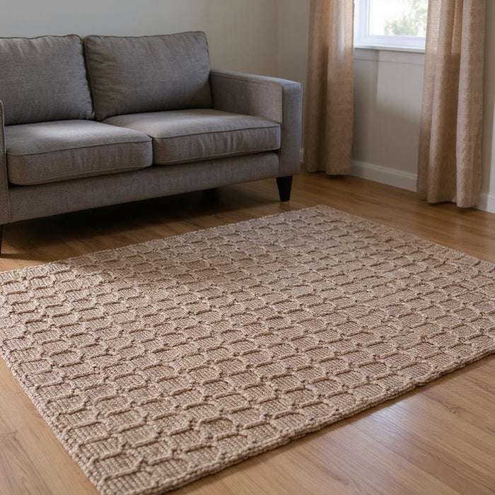 6' X 9' Jute Geometric Hand Woven Area Rug - Natural