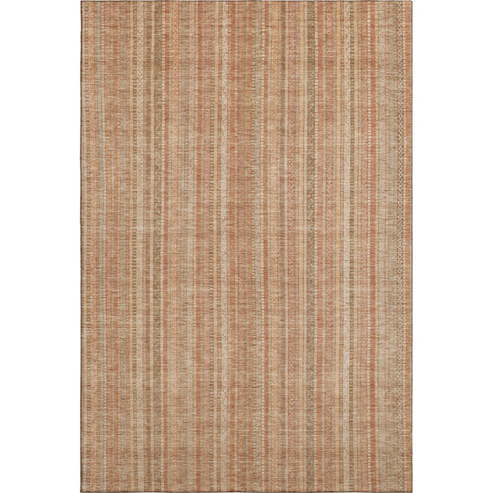 10' X 14' Striped Washable Area Rug With UV Protection (696248) - Rust / Beige / Copper
