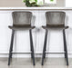 Set of two gray and black steel low back counter height bar chairs by HomeRoots, featuring modern design and sturdy metal construction.