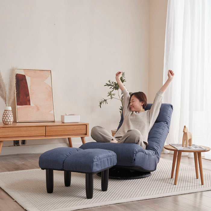 Giga adjustable Japanese reclining floor chair with metal frame, featuring a cushioned seat and backrest for living room comfort.
