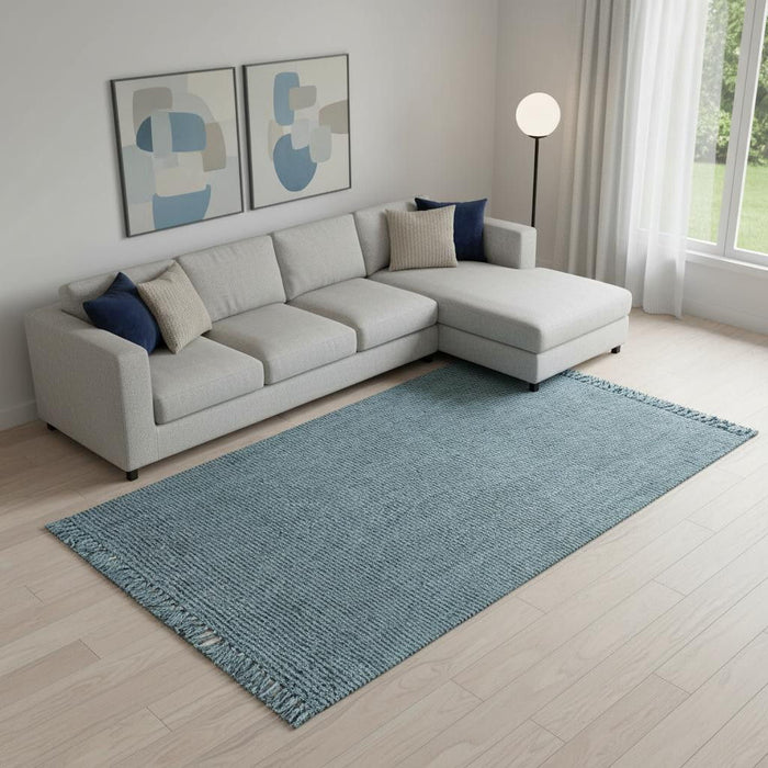 12' X 15' Jute Handmade Area Rug With Fringe (684894) - Light Blue