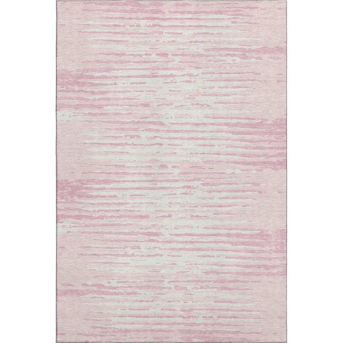 10' X 14' Striped Washable Area Rug With UV Protection (670585) - Pink / Ivory