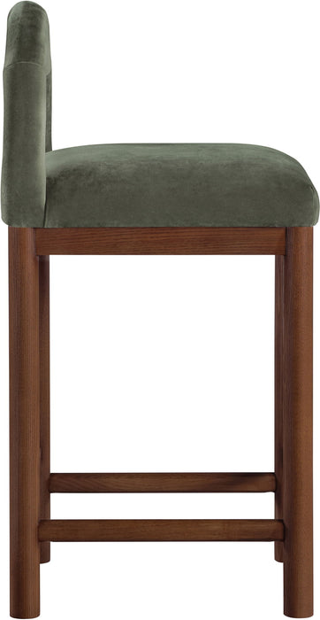 Conrad - Velvet Counter Stool With Brown Legs