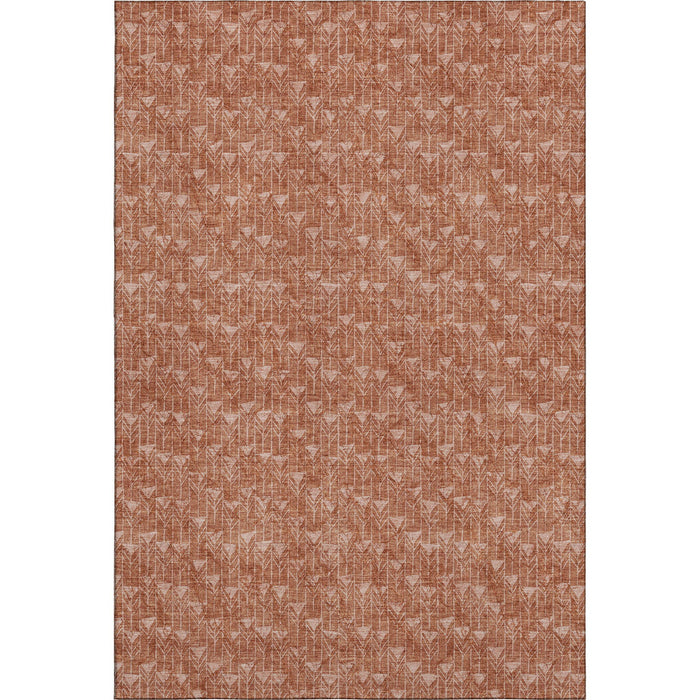 9' X 12' Geometric Washable Area Rug With UV Protection (647127) - Terra Cotta / Ivory