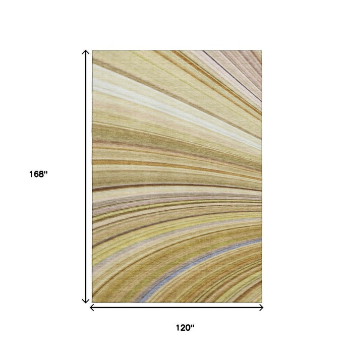 10' X 14' Abstract Washable Area Rug With UV Protection (650338) - Beige / Blue / Ivory