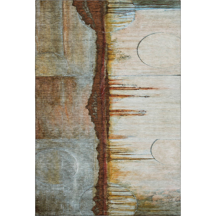 10' X 14' Abstract Washable Area Rug With UV Protection (716731) - Rust / Beige