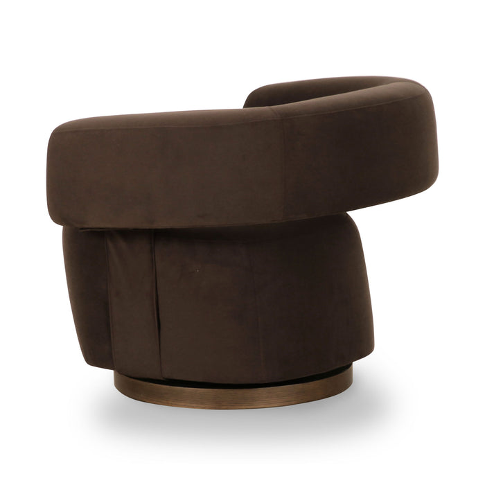River - Performance Velvet Swivel Accent Chair - Chocolate Brown