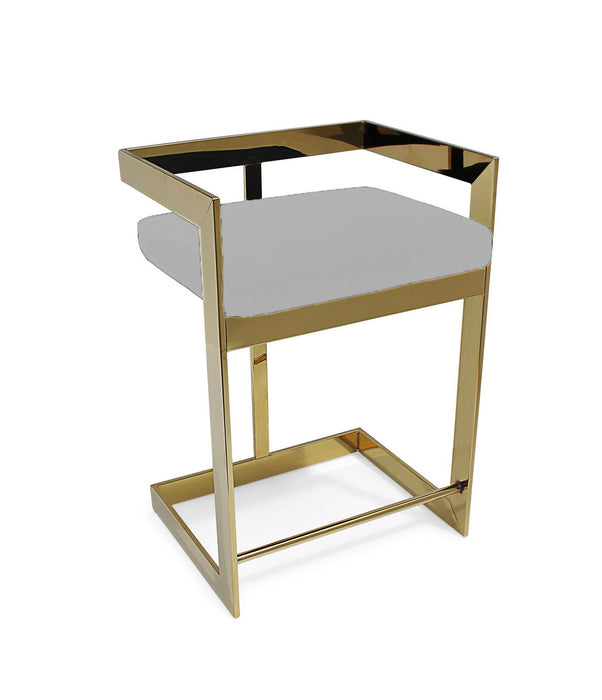 Velvet Metal Low Back Bar Height Bar Chair - Gray / Gold