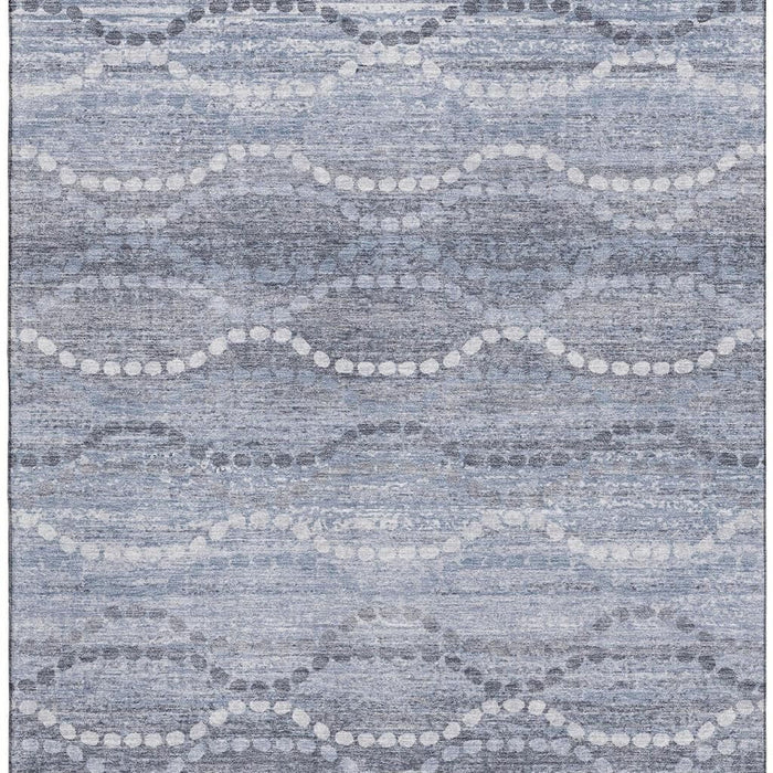 10' X 14' Abstract Geometric Washable Area Rug With UV Protection (715273) - Blue / Ivory