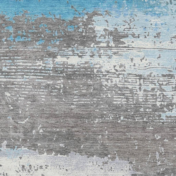 10' X 14' Abstract Washable Area Rug With UV Protection (701105) - Teal / Gray / Ivory
