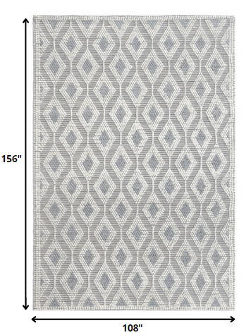 9' x 13' Diamond Trellis Modern Area Rug - Ivory Gray
