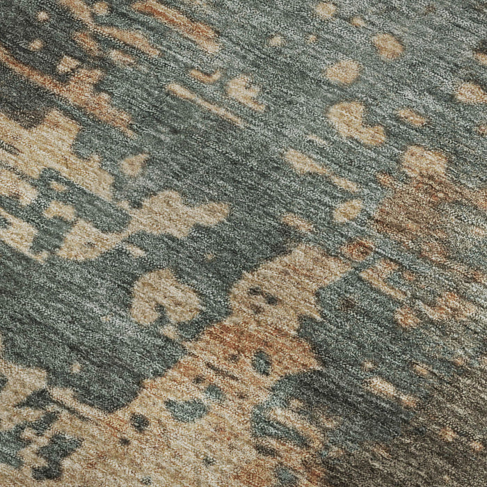 10' X 14' Abstract Washable Area Rug With UV Protection (697668) - Pale Aqua / Copper / Beige