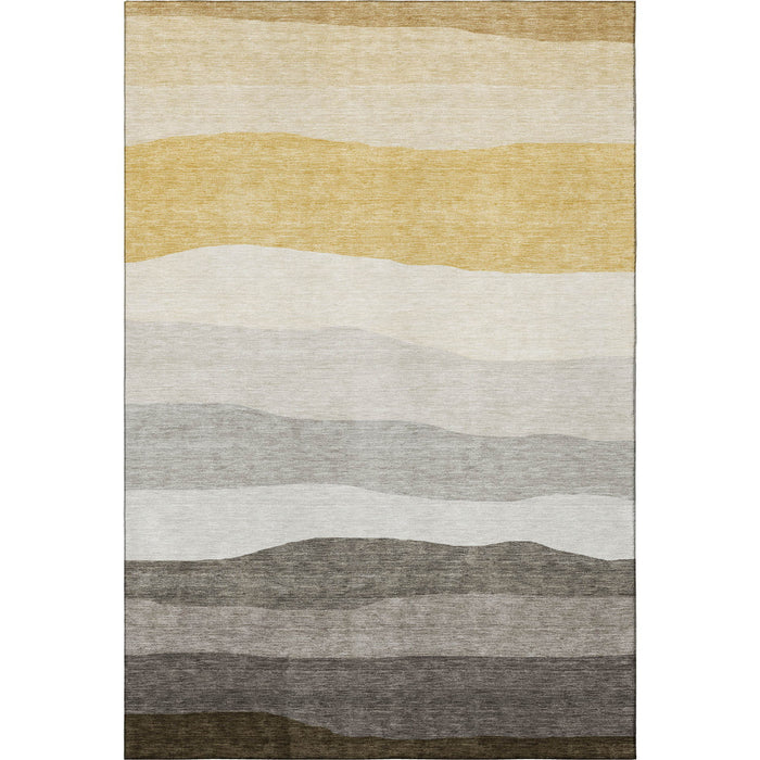 10' X 14' Striped Washable Area Rug With UV Protection (714895) - Pewter / Ivory