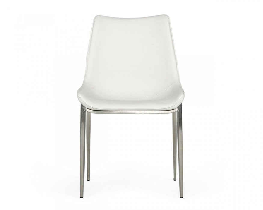 Upholstered Faux Leather Dining Chairs Without Arms (Set of 2) - White