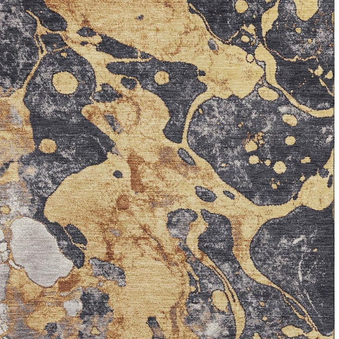 10' X 14' Abstract Washable Area Rug With UV Protection (707773) - Gold / Gray / Ivory