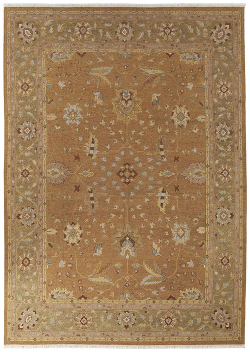 9' X 13' Wool Oriental Hand Woven Area Rug With Fringe (744441) - Gold / Green / Red