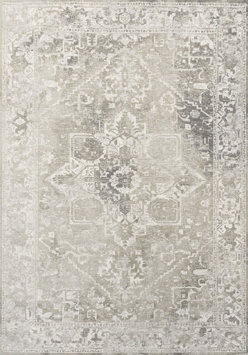 9' X 13' Tribal Washable Area Rug With UV Protection (610044) - Gray / Beige