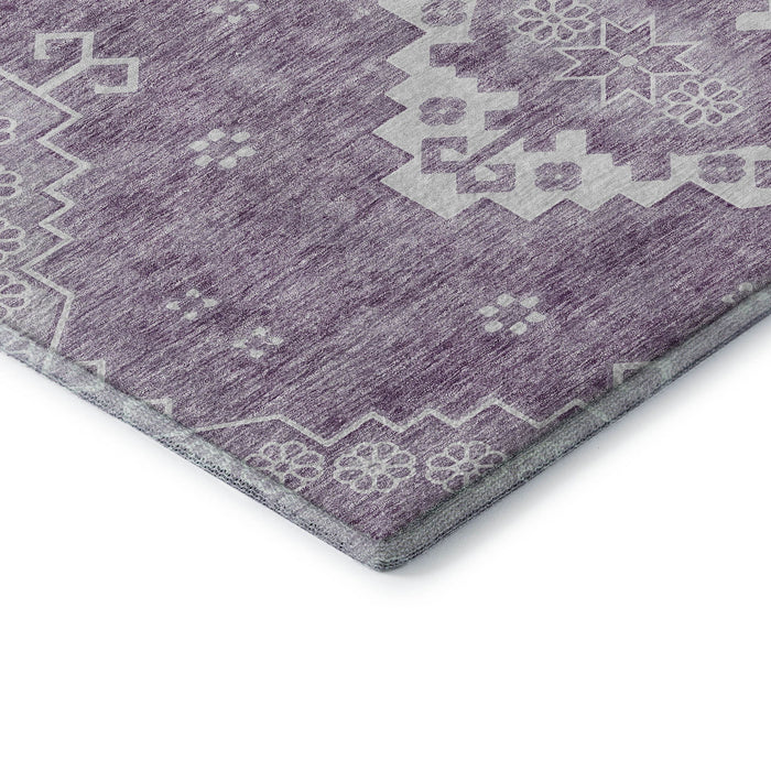 8' X 10' Medallion Washable Area Rug With UV Protection (667418) - Lavender / Ivory