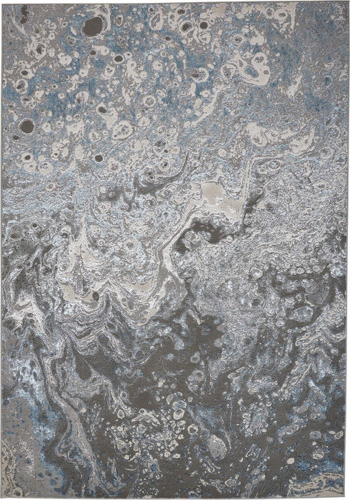 8' x 10' Abstract Power Loom Area Rug - Blue And Gray