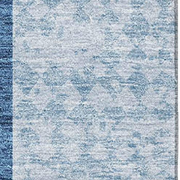 10' X 14' Geometric Washable Area Rug With UV Protection (674970) - Navy Blue / Ivory