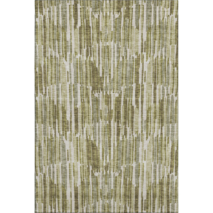 10' X 14' Transitional Abstract Washable Area Rug With UV Protection - Olive Green