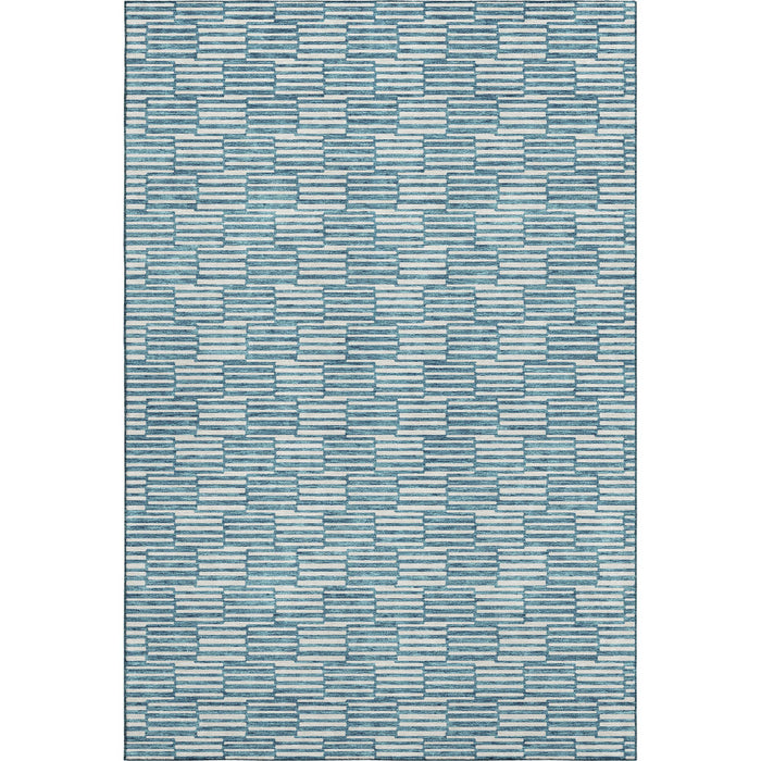 10' X 14' Abstract Geometric Washable Area Rug With UV Protection (673019) - Teal / Beige