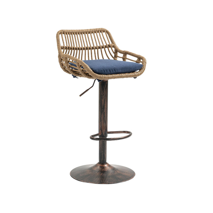 Set of two Giga modern swivel bar stools with adjustable height, footrests, and sleek design for kitchen or bar area.