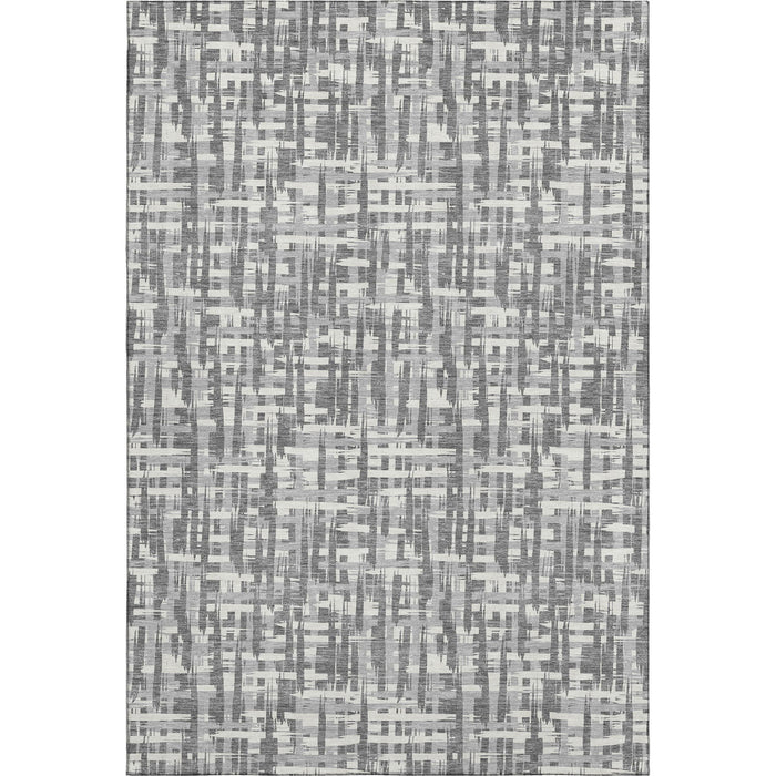 10' X 14' Abstract Geometric Washable Area Rug With UV Protection (682991) - Gray / Silver / Ivory