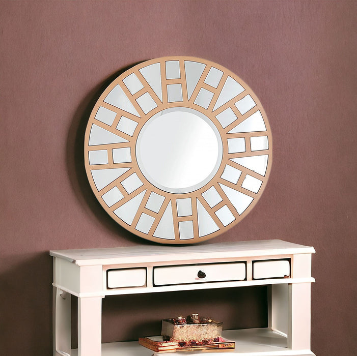32" Round Metal Framed Accent Mirror - Gold