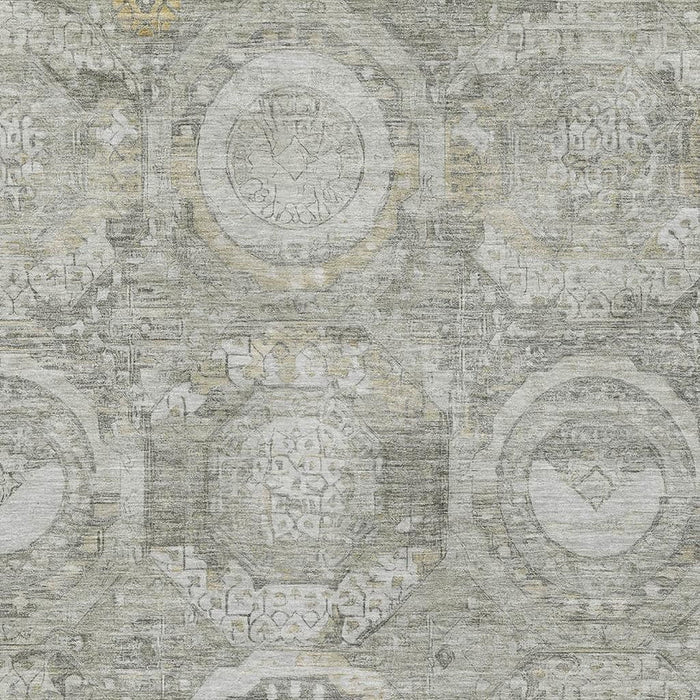 10' X 14' Mosaic Washable Area Rug With UV Protection (696410) - Pewter / Gray / Wheat