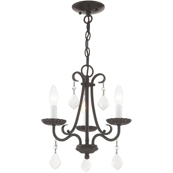 15" Three Light Dimmable Chandelier With Shades - Bronze