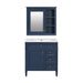 Giga bathroom vanity with top sink, two doors, three drawers, freestanding set, and mirror cabinet in a modern design.