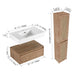 Modern Giga wall-mounted bathroom vanity with resin sink, two side cabinets, soft-close drawers, in imitative oak finish.