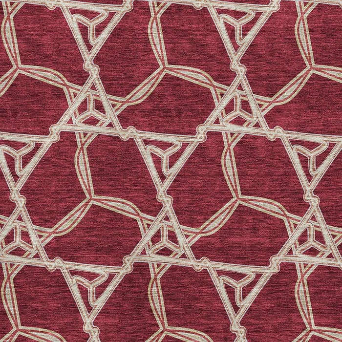 10' X 14' Geometric Washable Area Rug With UV Protection (675978) - Burgundy / Gray