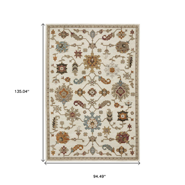 8' X 11' Oriental Area Rug - Ivory