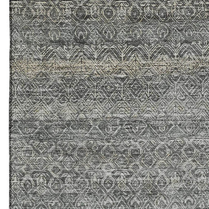 10' X 14' Striped Washable Area Rug With UV Protection (718031) - Pewter / Gray