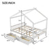 Giga house style platform bed with headboard, footboard, two storage drawers, and roof design in a modern bedroom setting.
